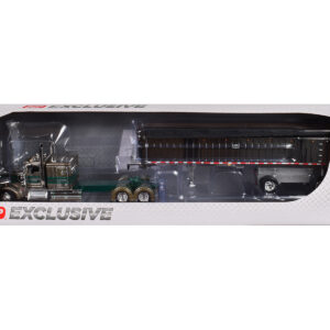 Kenworth W900L with 60" Flat Top Sleeper and MAC Coal End Dump Trailer "D&D Hauling & Excavating" Tan Metallic with Green Stripes 1/64 Diecast Model by DCP/First Gear