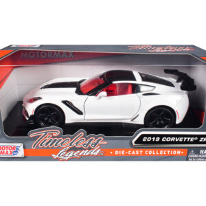 2019 Chevrolet Corvette ZR1 White and Black with Red Interior "Timeless Legends" Series 1/24 Diecast Model Car by Motormax