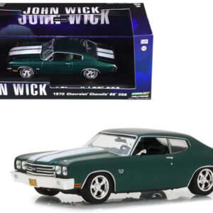 1970 Chevrolet Chevelle SS 396 Green with White Stripes "John Wick" (2014) Movie 1/43 Diecast Model Car by Greenlight