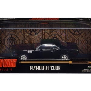 1971 Plymouth Barracuda Black "John Wick: Chapter 4" (2023) Movie "Hollywood" Series 1/43 Diecast Model Car by Greenlight