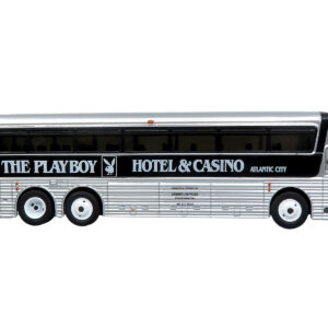 1969 Eagle Model 05 Coach Bus "The Playboy Hotel & Casino" Silver and Black Limited Edition to 504 pieces Worldwide 1/87 (HO) Diecast Model by Iconic Replicas