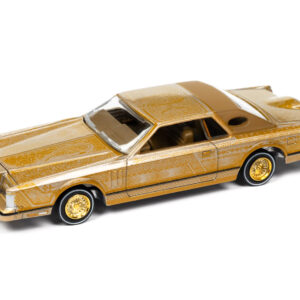 1979 Lincoln Continental Lowrider Gold Metallic with Lowrider Graphics "Luxury Cruisers" Series 1/64 Diecast Model Car by Auto World