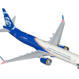 Boeing 737 MAX 8 Commercial Aircraft "Alaska Airlines - Honoring Those Who Serve" (N806AK) White and Blue "Gemini 200" Series 1/200 Diecast Model Airplane by GeminiJets
