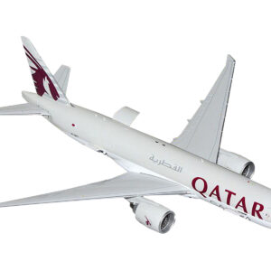 Boeing 777F Commercial Aircraft "Qatar Cargo" (A7-BFT) Gray with Tail Graphics "Gemini 200 - Interactive" Series 1/200 Diecast Model Airplane by GeminiJets
