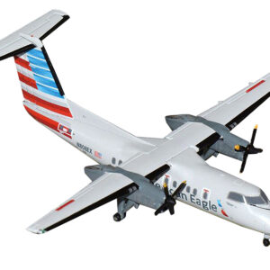 Bombardier Dash 8-100 Commercial Aircraft "American Airlines - American Eagle" (N808EX) Gray with Striped Tail 1/400 Diecast Model Airplane by GeminiJets