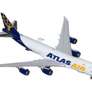 Boeing 747-8F Commercial Aircraft "Atlas Air - Apex Logistics" (N863GT) White with Blue Tail "Interactive Series" 1/400 Diecast Model Airplane by GeminiJets