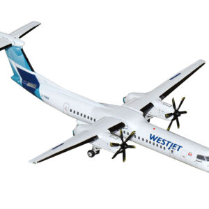 Bombardier Q400 Commercial Aircraft "WestJet" (C-FOEN) White with Blue Tail 1/400 Diecast Model Airplane by GeminiJets