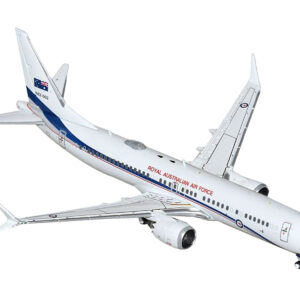 Boeing 737 MAX 8 BBJ Transport Aircraft "Royal Australian Air Force (RAAF)" (A62-002) White with Blue Stripes "Gemini Macs" Series 1/400 Diecast Model Airplane by GeminiJets