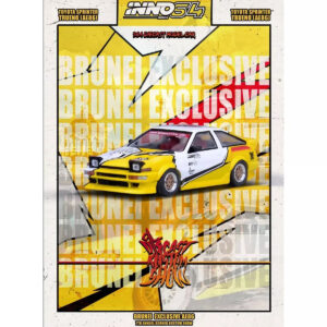 Toyota Sprinter Trueno (AE86) RHD (Right Hand Drive) "Brunei Diecast Kustom Show 2024" White and Yellow with Graphics 1/64 Diecast Model Car by Inno Models