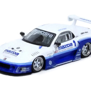 Mazda RX7 (FD3S) LB-Super-Silhouette RHD (Right Hand Drive) #1 White and Blue "Hong Kong Toy Car Salon 2024 Special Edition" 1/64 Diecast Model Car by Inno Models