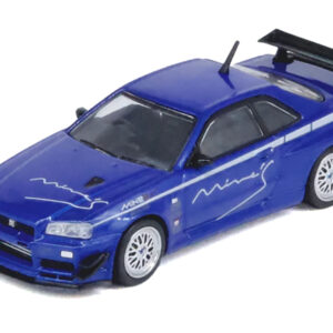 Nissan Skyline GT-R (R34) V-SPEC RHD (Right Hand Drive) "Tuned by Mine's" Blue Metallic 1/64 Diecast Model Car by Inno Models