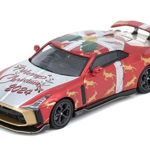 Nissan GT-R50 By ItalDesign RHD (Right Hand Drive) "Christmas 2024 Special Edition" Red Metallic with Christmas Graphics 1/64 Diecast Model Car by Inno Models