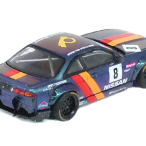 Nissan Silvia (S14) Boss RHD (Right Hand Drive) #8 "Rocket Bunny" Magic Purple with Stripes 1/64 Diecast Model Car by Inno Models