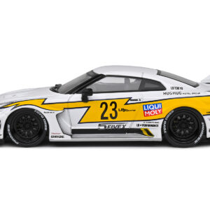 2019 Nissan GTR35 "LBWK Silhouette" RHD (Right Hand Drive) #23 White with Yellow Graphics 1/43 Diecast Model Car by Solido