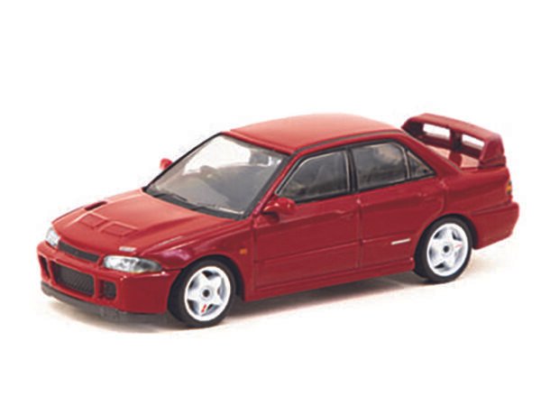 Mitsubishi Lancer GSR Evolution II RHD (Right Hand Drive) Red with Tarmac Cards "Global64" Series 1/64 Diecast Model by Tarmac Works