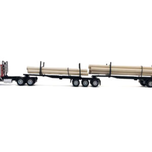 GMC Super B Log Truck and Trailer Red with Log Accessories 1/87 (HO) Plastic Model Car by Promotex