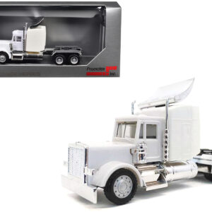 Peterbilt Sleeper Cab with Chrome Chassis White 1/87 (HO) Plastic Model Car by Promotex