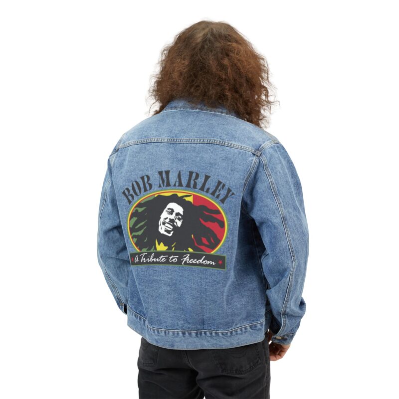 Bob Marley - A Tribute To Freedom Men's Denim Jacket - Image 4