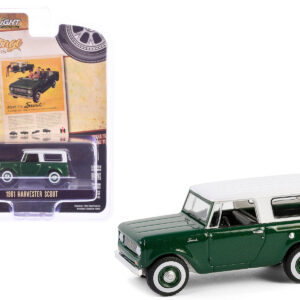 1961 Harvester Scout Green Metallic with White Top "Meet the Scout!" "Vintage Ad Cars" Series 11 1/64 Diecast Model Car by Greenlight
