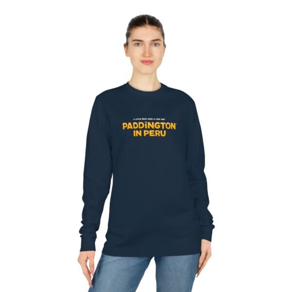 Paddington in Peru Unisex Shifts Dry Organic Long Sleeve Tee - Image 3