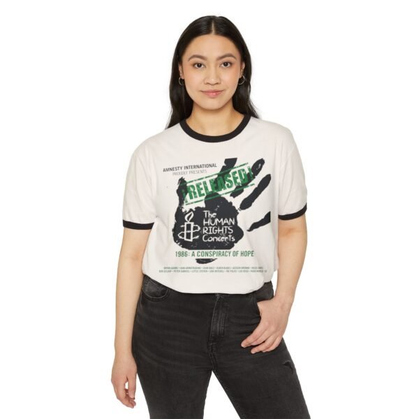 The Police & Friends - Amnesty International Conspiracy of Hope Concert Unisex Cotton Ringer T-Shirt - Image 11