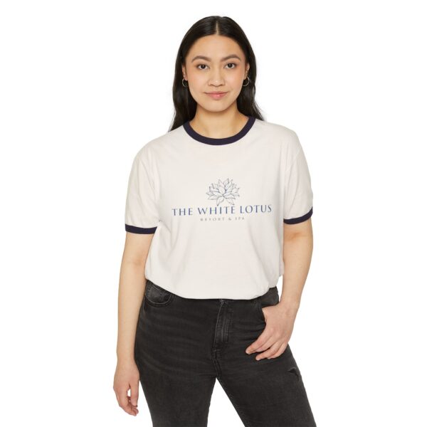 The White Lotus Unisex Cotton Ringer T-Shirt - Image 3