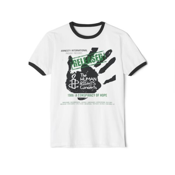 The Police & Friends - Amnesty International Conspiracy of Hope Concert Unisex Cotton Ringer T-Shirt - Image 13