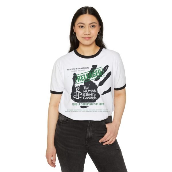 The Police & Friends - Amnesty International Conspiracy of Hope Concert Unisex Cotton Ringer T-Shirt - Image 15
