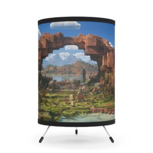 A Minecraft Movie Tripod Lamp with High-Res Printed Shade, USCA plug