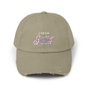 Cream Unisex Distressed Cap