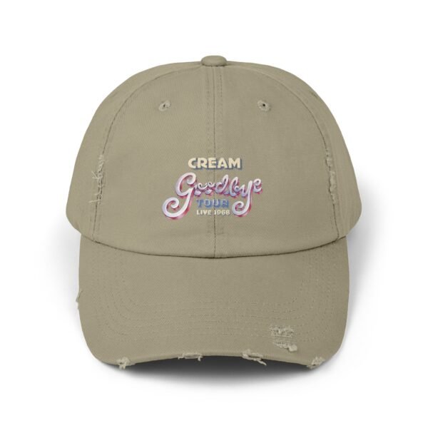 Cream Unisex Distressed Cap