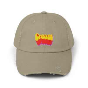 Cream Unisex Distressed Cap
