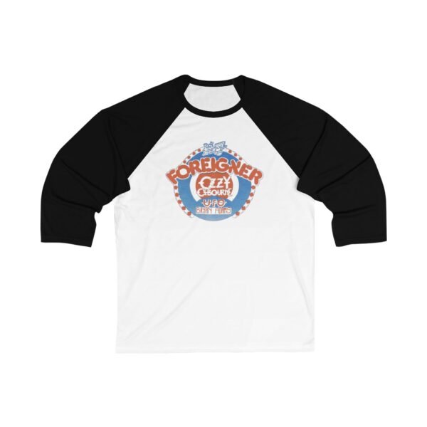 Rock SuperBowl Foreigner, Ozzy Osbourne, UFO, Bryan Adams Unisex 3/4 Sleeve Baseball Tee - Image 3