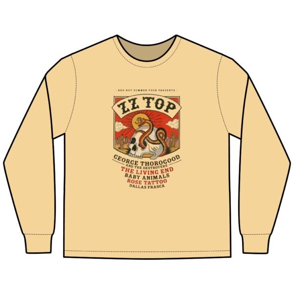ZZ Top & George Thorogood & The Destroyers ComfortWash® Garment-Dyed Long Sleeve T-Shirt - Image 3