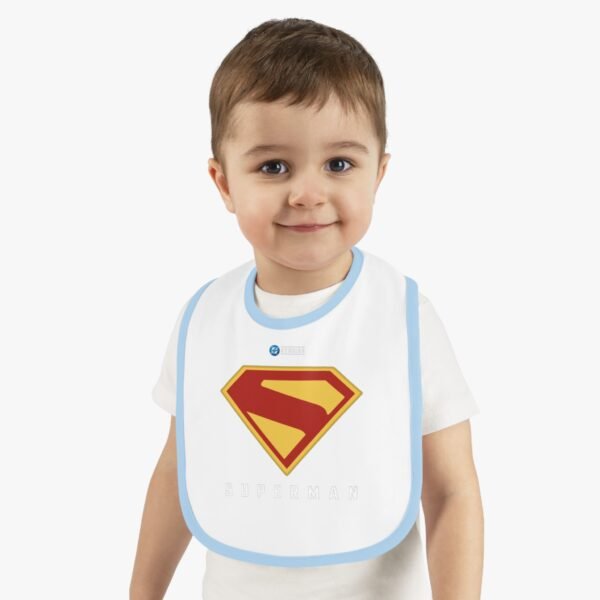 Superman Baby Contrast Trim Jersey Bib - Image 5