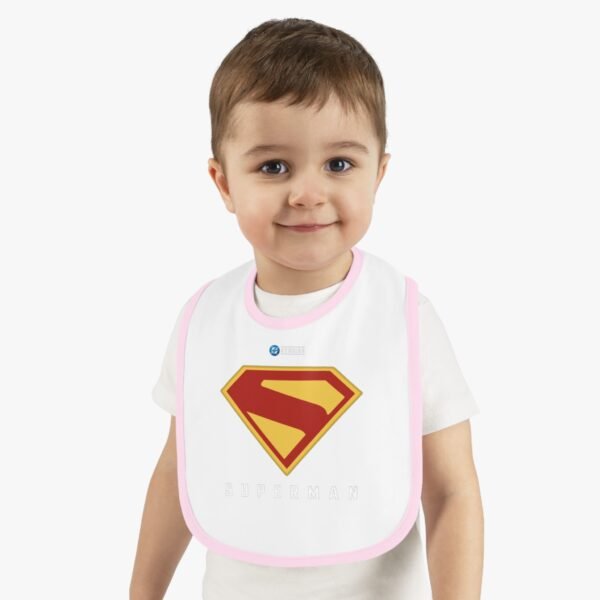 Superman Baby Contrast Trim Jersey Bib - Image 8
