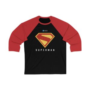 Superman Unisex 34 Sleeve Baseball Tee