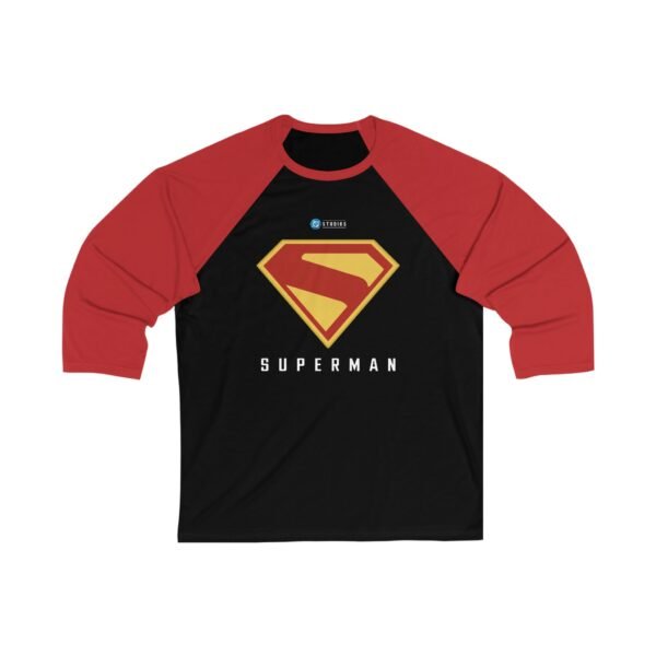 Superman Unisex 34 Sleeve Baseball Tee