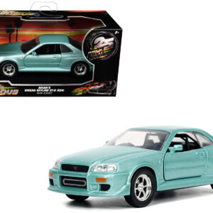 Brian's Nissan Skyline GT-R (BNR34) RHD (Right Hand Drive) Turquoise Metallic Fast & Furious Movie 1/32 Diecast Model Car by Jada