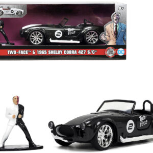 1965 Shelby Cobra 427 S/C #2 Black Metallic and White and Harvey Two-Face Diecast Figure Batman Hollywood Rides Series 1/32 Diecast Model Car by Jada