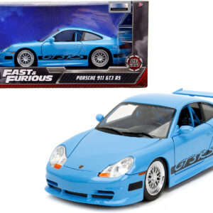 Porsche 911 GT3 RS Light Blue with Black Accents Fast & Furious Movie 1/24 Diecast Model Car by Jada