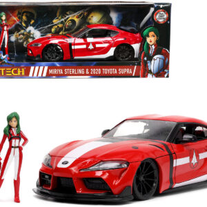 2020 Toyota Supra Red with Graphics and Miriya Sterling Diecast Figurine Robotech Hollywood Rides Series 1/24 Diecast Model Car by Jada