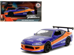 2001 Nissan Silvia S15 RHD (Right Hand Drive) Blue Metallic with Graphics The Fast and the Furious: Tokyo Drift (2006) Movie Fast & Furious Series 1/32 Diecast Car Model by Jada