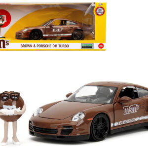 Porsche 911 Turbo Brown and Brown M&M Diecast Figure M&M's Hollywood Rides Series 1/24 Diecast Model Car by Jada