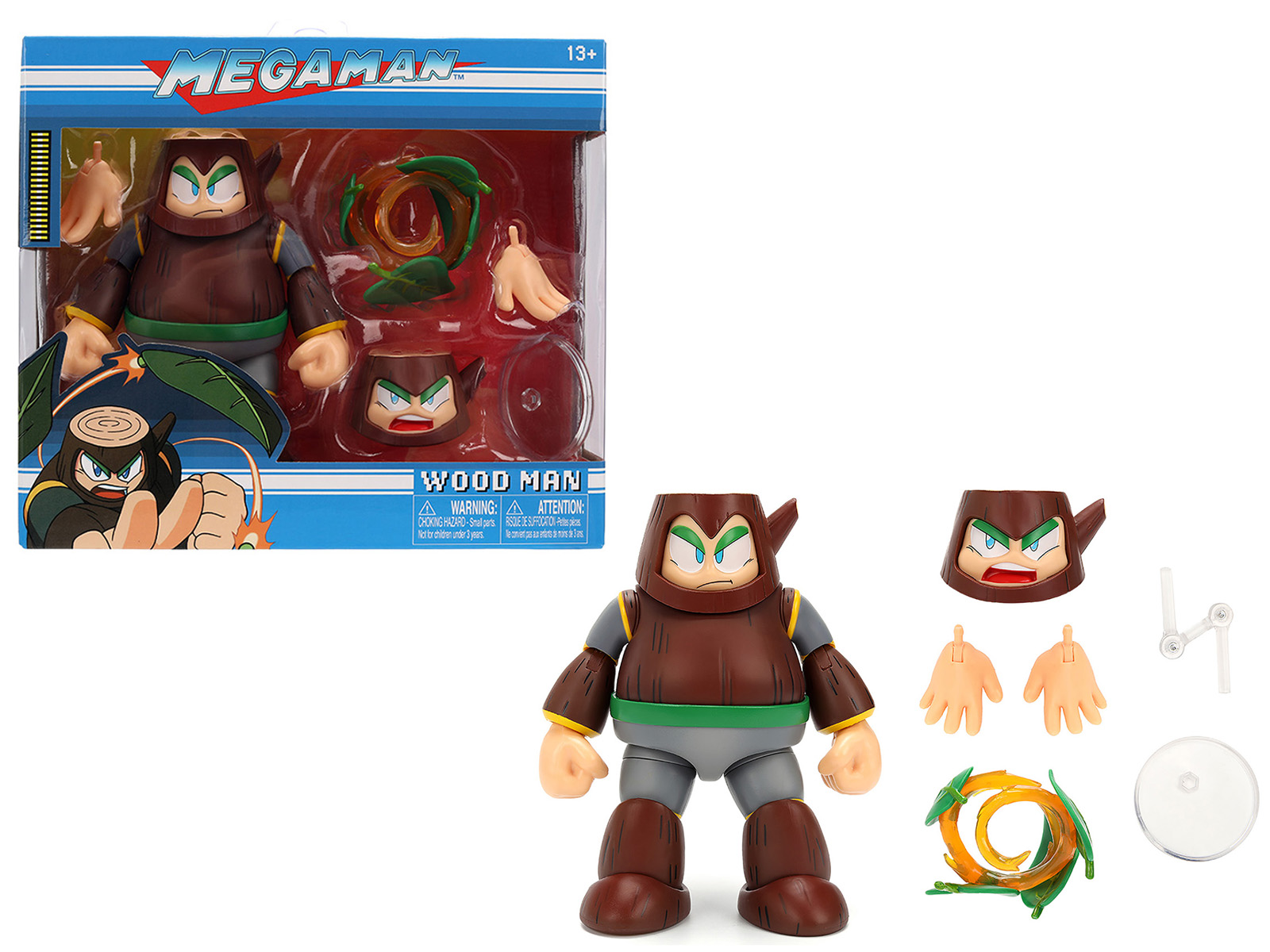 Wood Man 5 Moveable Figure (Deluxe Version) with Accessories and Alternate Head and Hands Mega Man (1987) Video Game Model by Jada