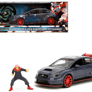 2016 Subaru WRX STI Widebody Dark Blue and Yuji Itadori Diecast Figure Jujutsu Kaisen (2020–2023) TV Series Anime Hollywood Rides Series 1/24 Diecast Model Car by Jada