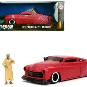 1951 Mercury Matt Red with Purple Stripes and Creep Diecast Figure Creepshow (1982) Movie Hollywood Rides Series 1/24 Diecast Model Car by Jada