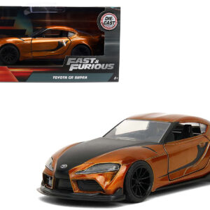 2020 Toyota Supra Orange Metallic with Black Stripes F9 (2021) Movie Fast & Furious Series 1/32 Diecast Model Car by Jada