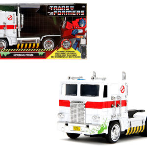 G1 Autobot Optimus Prime Truck White with Robot on Chassis from Transformers TV Series - Ghostbusters (1984) Movie Crossover Hollywood Rides Series Diecast Model by Jada