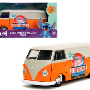 1961 Volkswagen Bus Stitch's Surf Shack Orange and Gray Disney's Stitch Hollywood Rides Series 1/32 Diecast Model Car by Jada